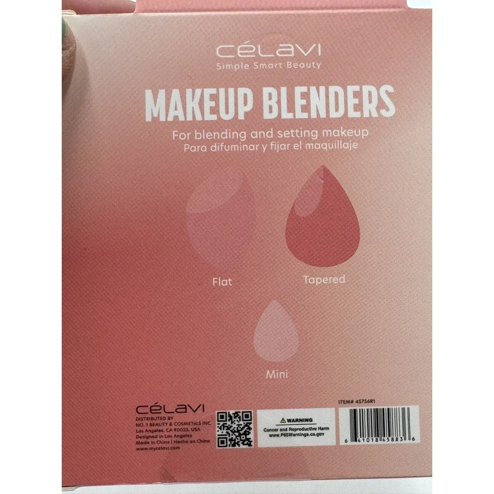 Celavi Makeup Blenders 3 Piece Variety Sized Makeup Sponges Set Pink Red